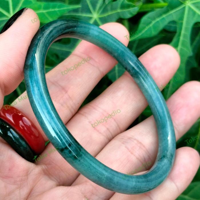 Gelang giok Burma/Bangle Jadeite Blue Water+ sertifikat