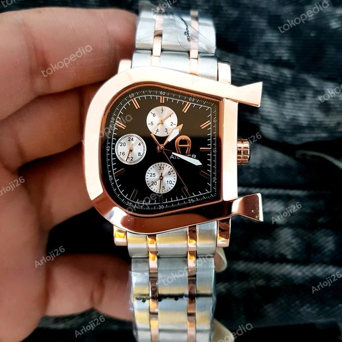 ARLOJI26 JAM TANGAN WANITA AIGNER VARESE COMBI RG BLACK DIAL