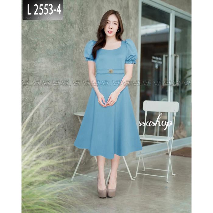 Midi party dress scuba premium 2553 gaun pesta wanita