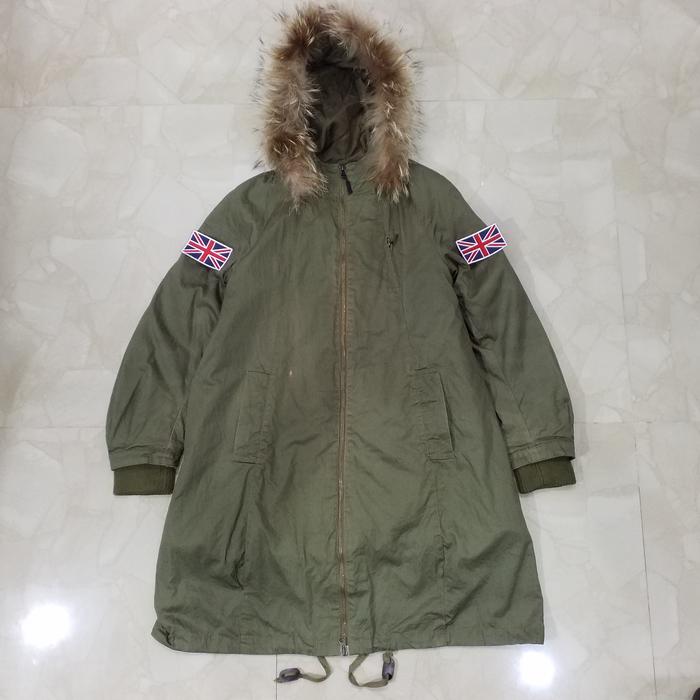 EARTH MUSIC & ECOLOGY Jaket Parka Outer Inner Hijau Army