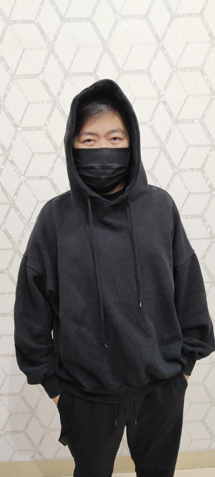 Hoodie Sweater YM family Hitam Pria XXXL Extra size thriffting H16
