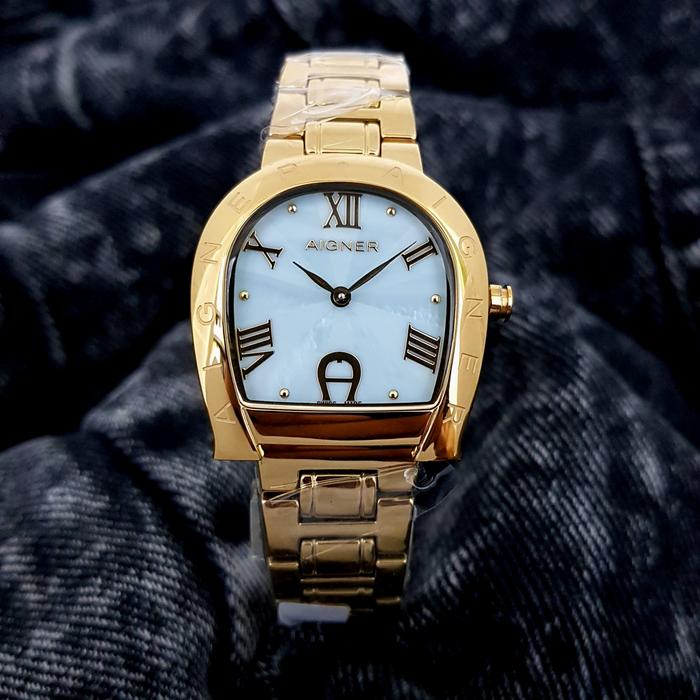 ARLOJI26 JAM TANGAN WANITA AIGNER GOLD DIAL WHITE 34MM