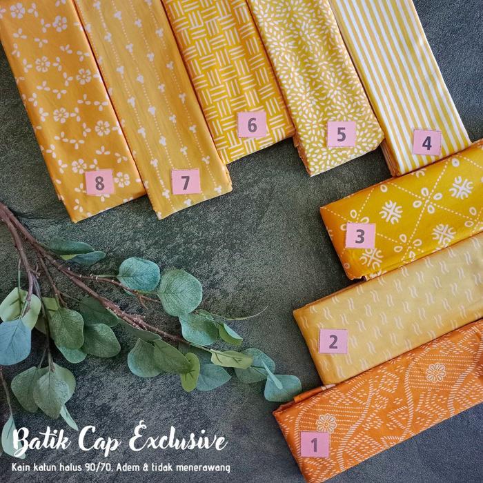 Kain Batik Cap Handmade Serian Kuning Kunyit - Kuning Putih