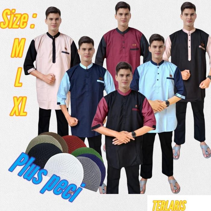AS-SYUKUR/Baju koko katun lengan 1/2/gamis pakistan pria remaja dan