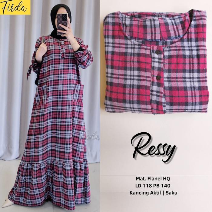 New Ressy Dress Maxy Jumbo Gamis Flanel Wanita Big Size Modis Casual
