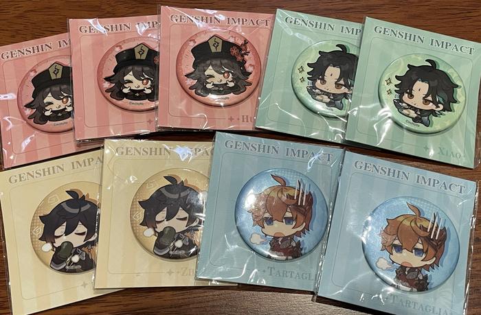 OFFICIAL Genshin Impact Emoji Badge Hu Tao Xiao Zhongli Tartaglia