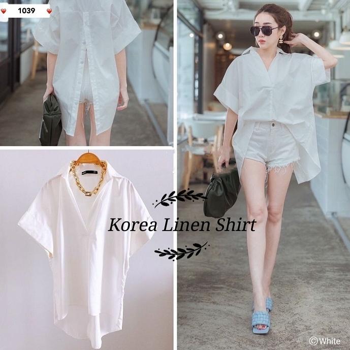 CFS 1039 Korea Linen Shirt Blouse Atasan Wanita Fashion