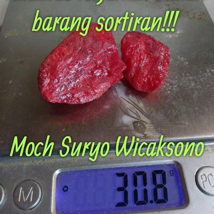 Batu Warangan Keris Merah Full Kristal Bling2 Grade Super Premium Bozz