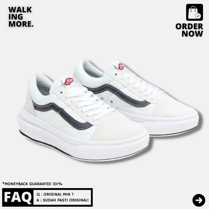 BEST DEAL VANS OLD SKOOL OVERT CC WHITE BLACK WOMEN ORIGINAL RESMI