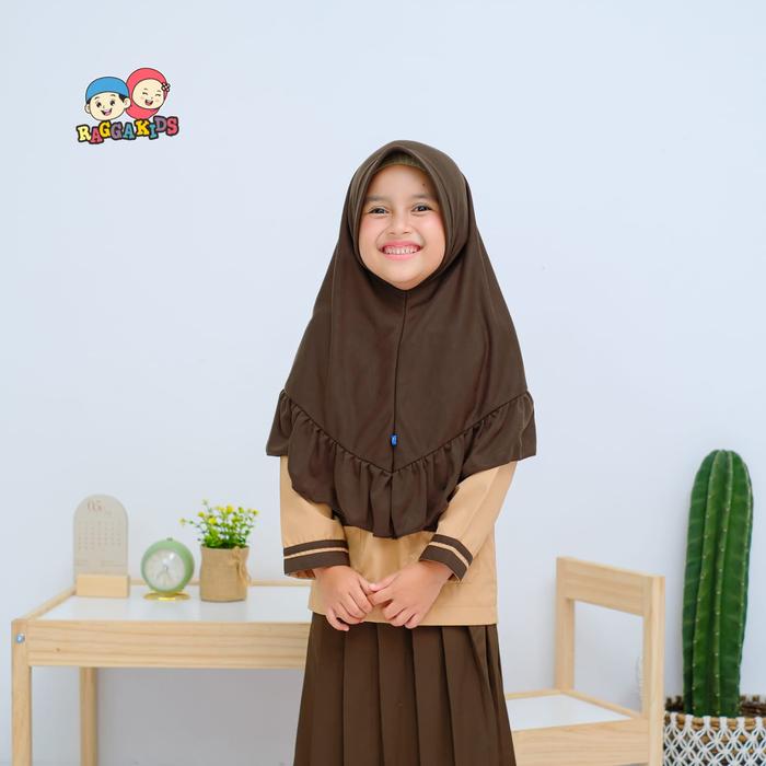 (2-12 tahun) RGA Coklat Jilbab Sekolah Anak Raggakids Khimar Aisyah Coklat Tua