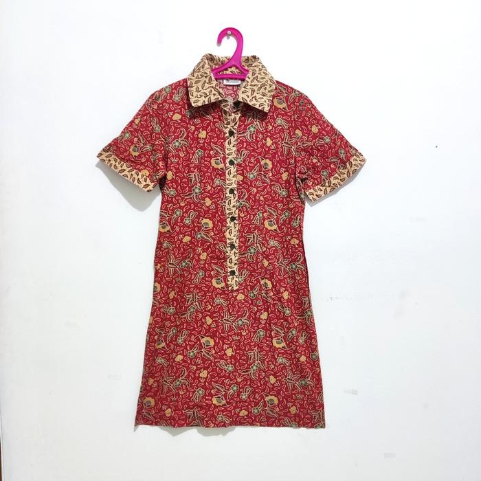 Dress wanita Batik Keris Original merah M preloved