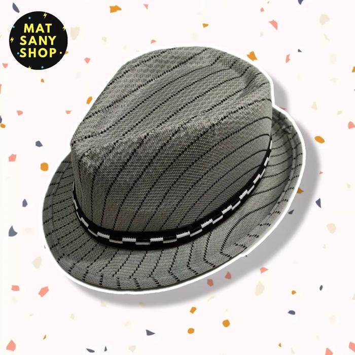 Topi Fedora Koboi Anak Stripe Garis Jadul Lawas Preloved