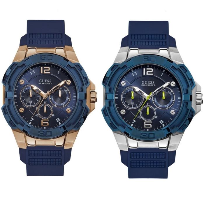 Jam Tangan Pria Guess Original W1254G1 W1254G3 Strap Rubber Navy