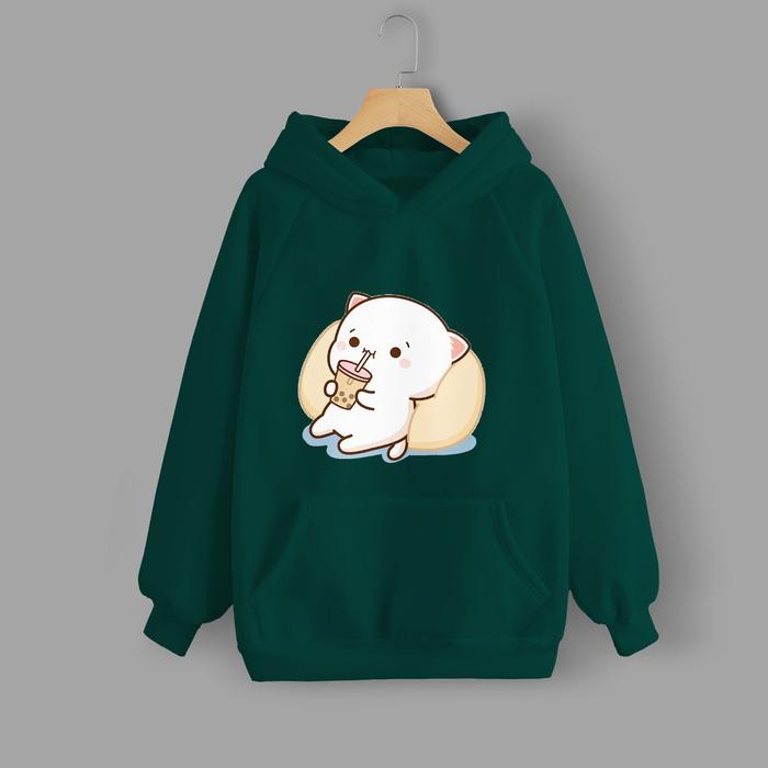 Vallenca Jaket Hoodie Goma Minum Boba Hijau Botol