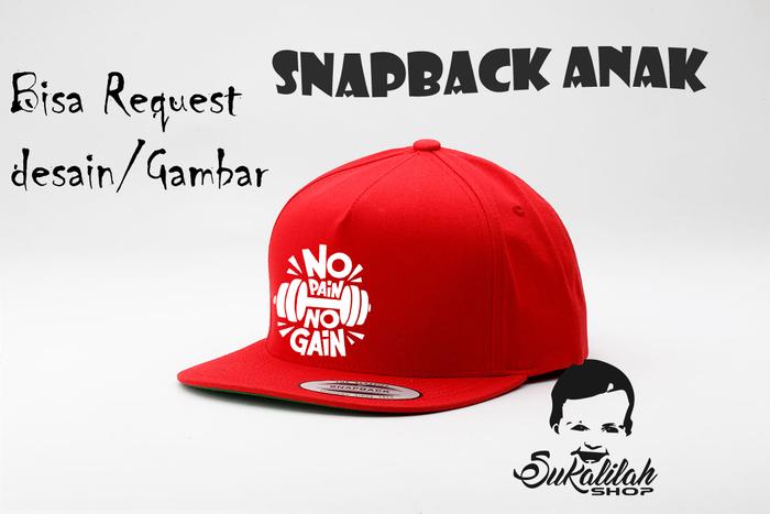 Topi snapback Anak unisex sport no pain no gain 1