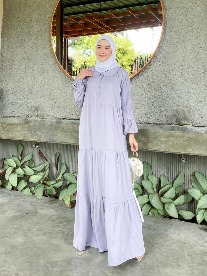 Gamis twill susun gamis twill polos