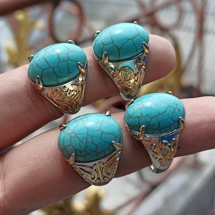 Cincin Batu Akik Pirus Moegeni blue
