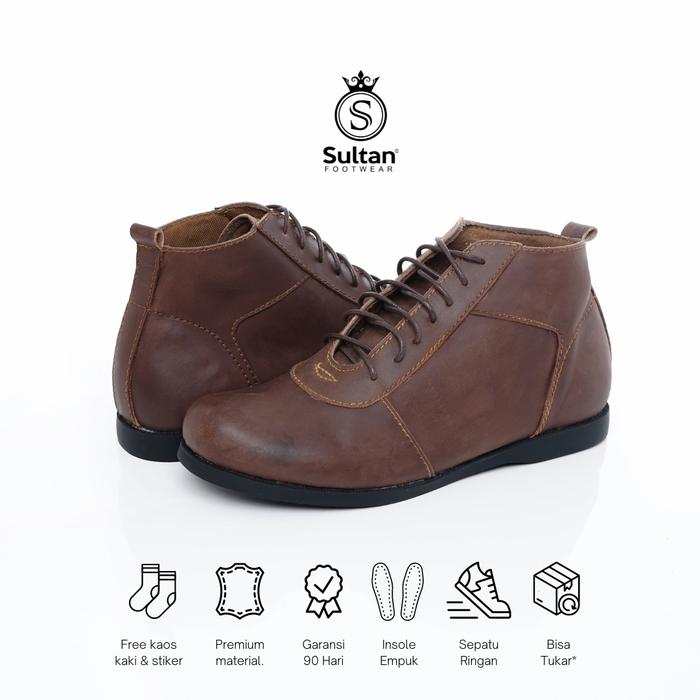 SEPATU BOOT KULIT ASLI SULTAN BRODO ORIGINAL BROWN ( BRADLEYS / REYL )