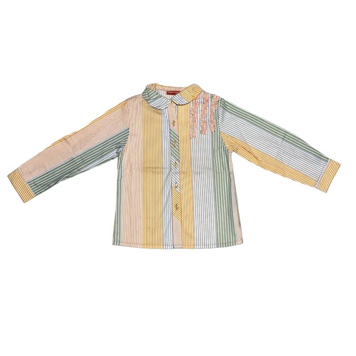 KIDS SHIRT KEMEJA ANAK CEWEK LENGAN PANJANG MOTIF GARIS GARIS