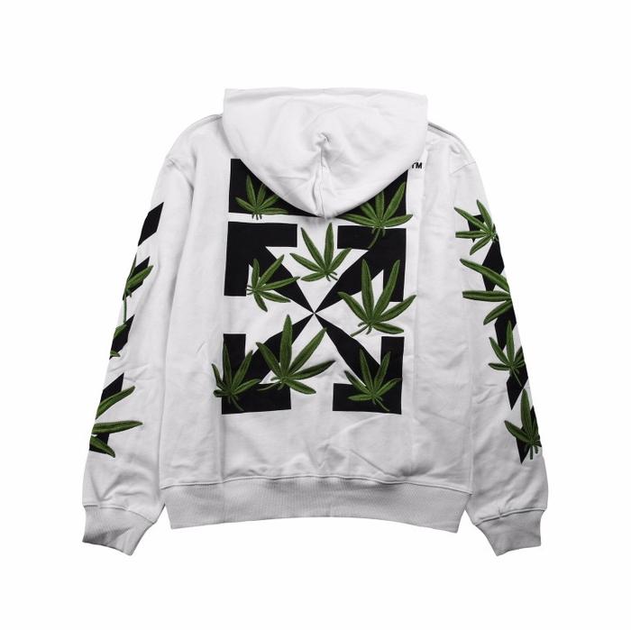 Off White Weed Hoodie Arrows White