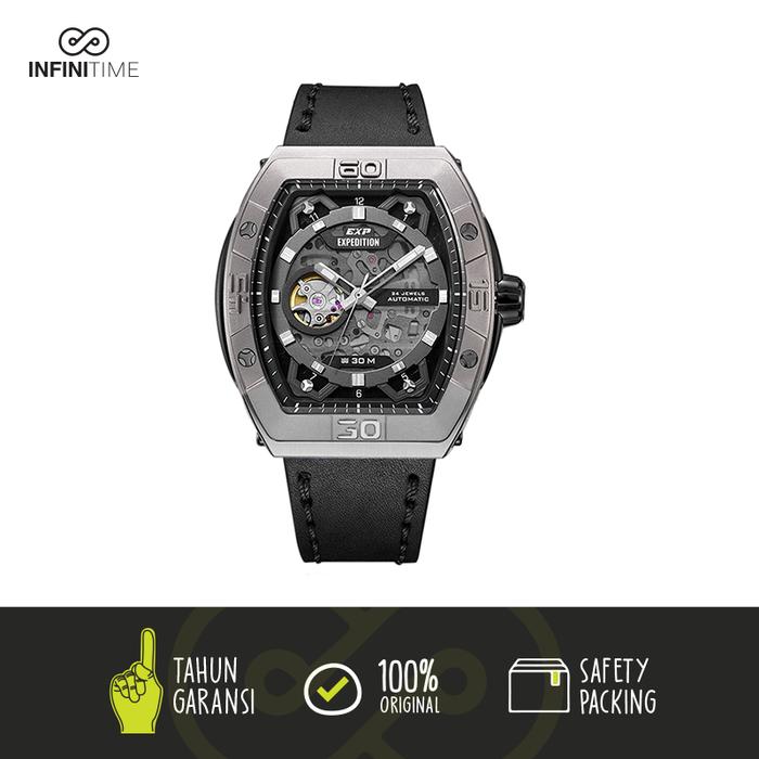 Expedition E6800 E 6800 Silver Black Automatic Titanium Pria Leather