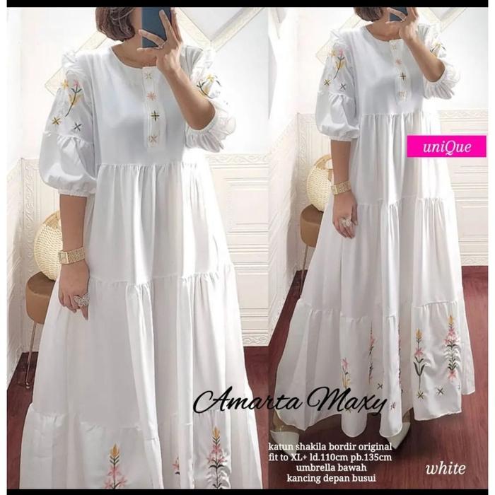 gamis katun shakila bordir homey dress busui bw8270 amarta maxy