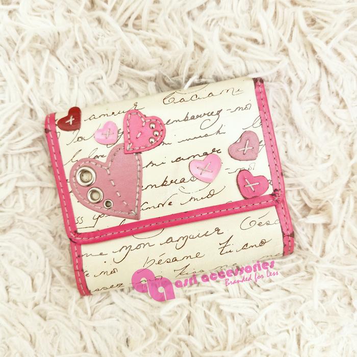 Preloved Fossil Hearts Applique Small Trifold Wallet