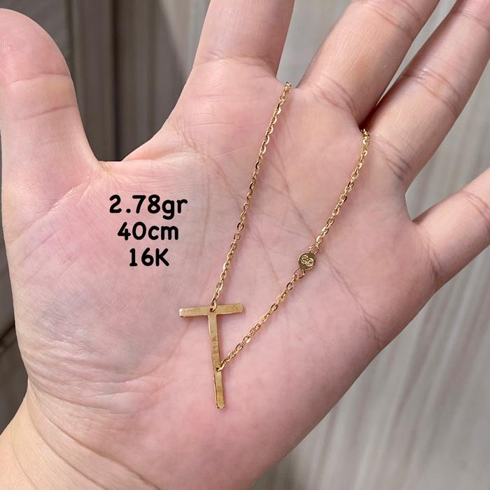 kalung alphabeta carendelano - kalung huruf T emas 16k 700