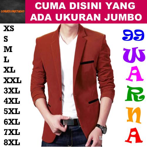 23 WARNA Jas Pria Blazer Cowok MERAH BATA TUA LIS HITAM Katun Stretch