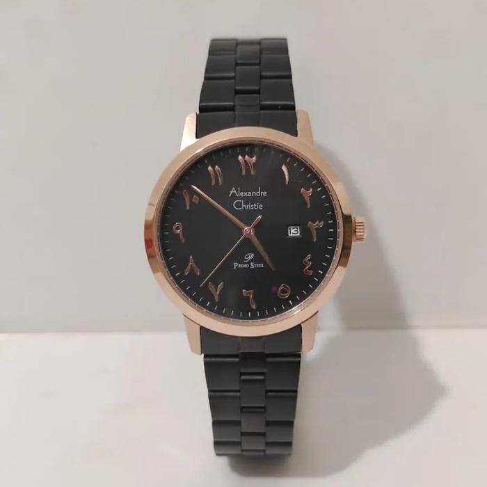 Jam Tangan Wanita Alexandre Christie Original AC1024 Black Rose Arabic