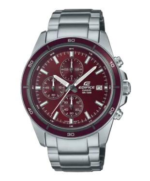 Jam Tangan Pria Casio Edifice EFR-526D-5CVUDF Chronograph Stainless Steel Merah Maroon