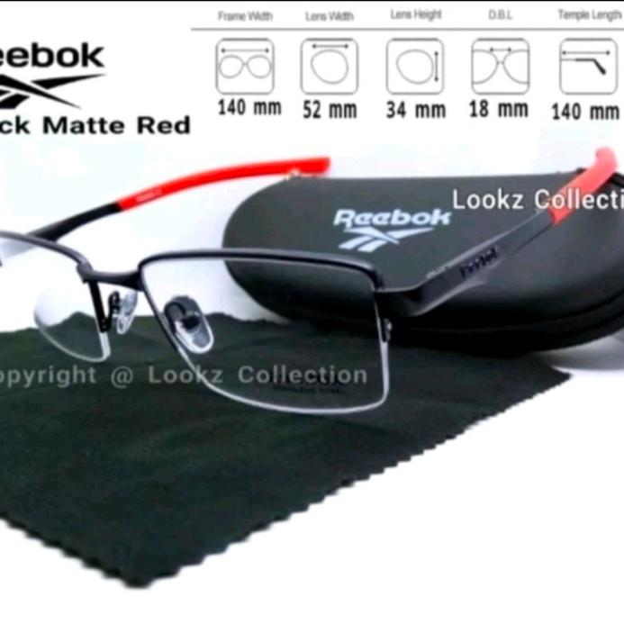 Frame Kacamata Titanium Half Sporty Elegan Reebok C01-s52 Black Red