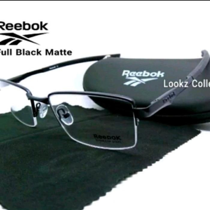 Frame Kacamata Minus Pria Titanium Half Reebok C1-s52 Black Elegan