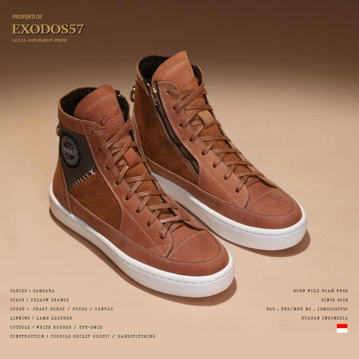 Sepatu Sneakers Kulit Pria Exodos57 Samsara Yellow Orange