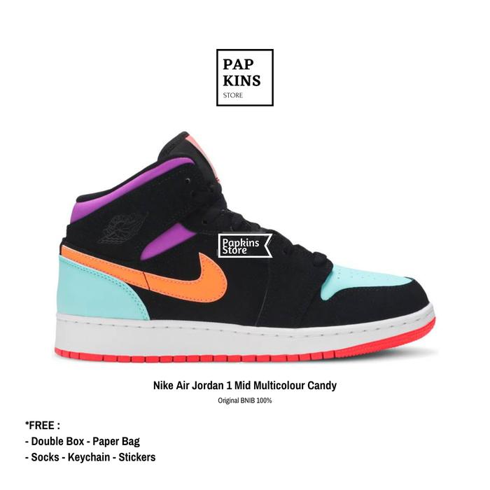 sepatu nike air jordan 1 mid multicolour candy original bnib