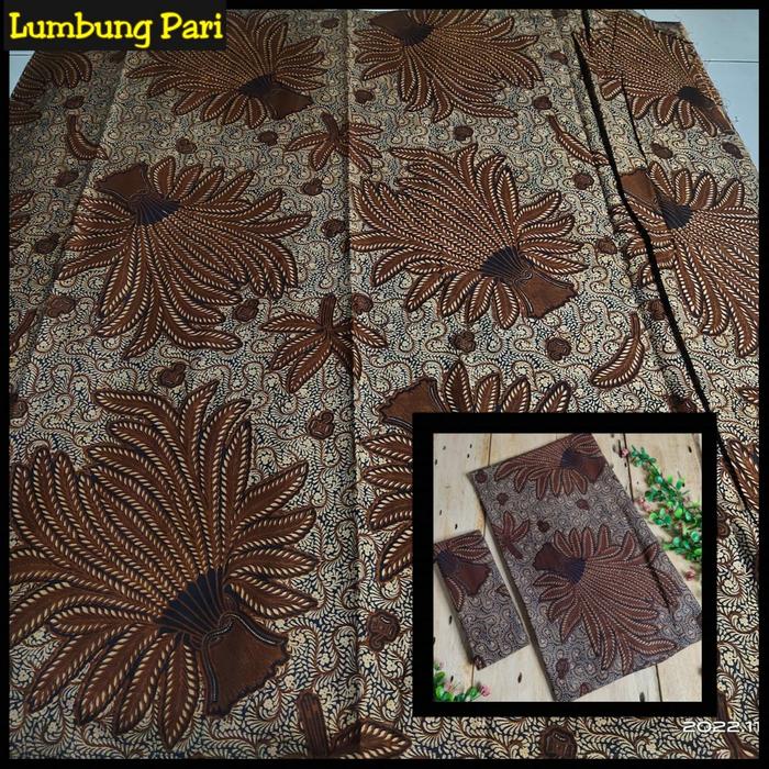 Kain Batik Sogan Lumbung Pari Batik Printing Pekalongan Ori Murah