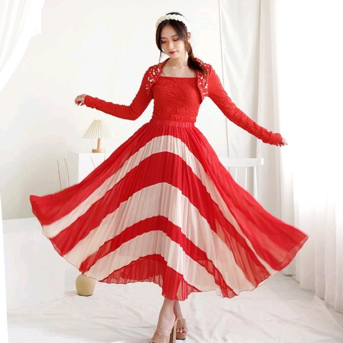 ROK PLISKET ASIMETRIS IMPORT / ROK PLISKET WANITA IMPORT