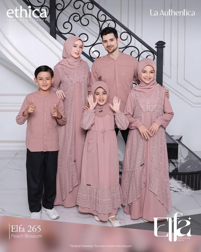 Ethica Elfa Sarimbit Keluarga Couple Dress Koko Elfa 265 Peach Blossom
