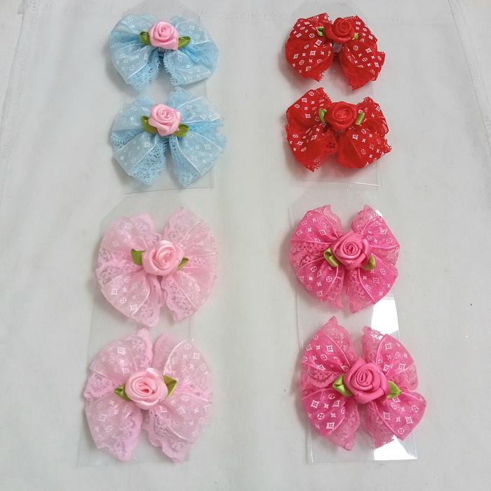 [1psg] Jepit Rambut Buaya |Handmade Pita LV renda rose Jp3154