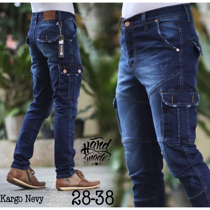 celana kargo panjang pria celana Kargo denim pria