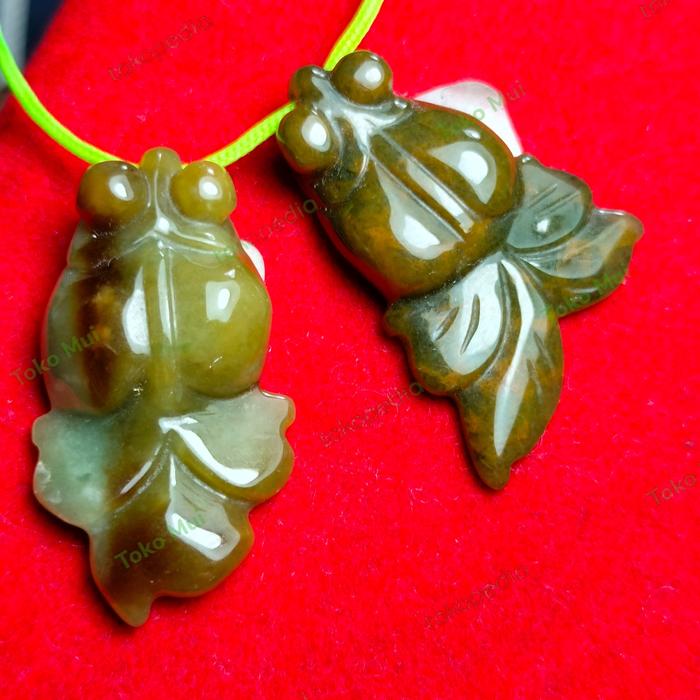 SALE Kalung Liontin batu giok ikan Mas koki + sertifikat