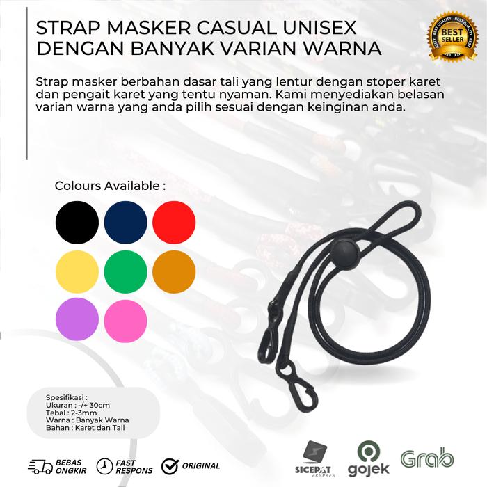 Tali pengait masker simple pria/wanita murah warna hitam