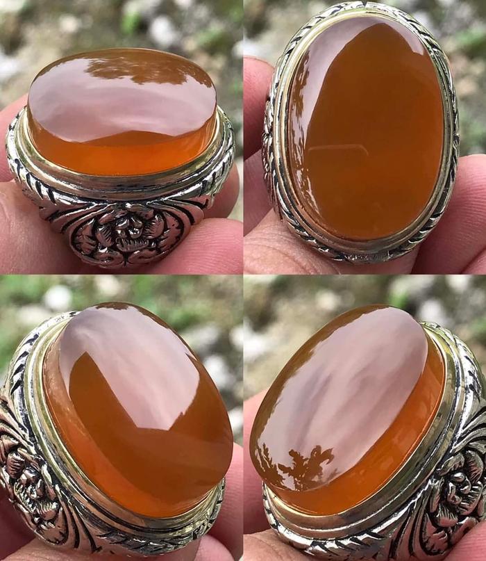 Cincin Batu Akik Kristal Anggur Solar Sulaiman Madu Motif Gambar Antik