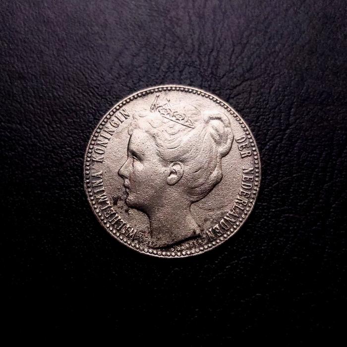 Uang Kuno 1 Gulden Wilhelmina Crown Tahun 1905 Semi Keydate -332