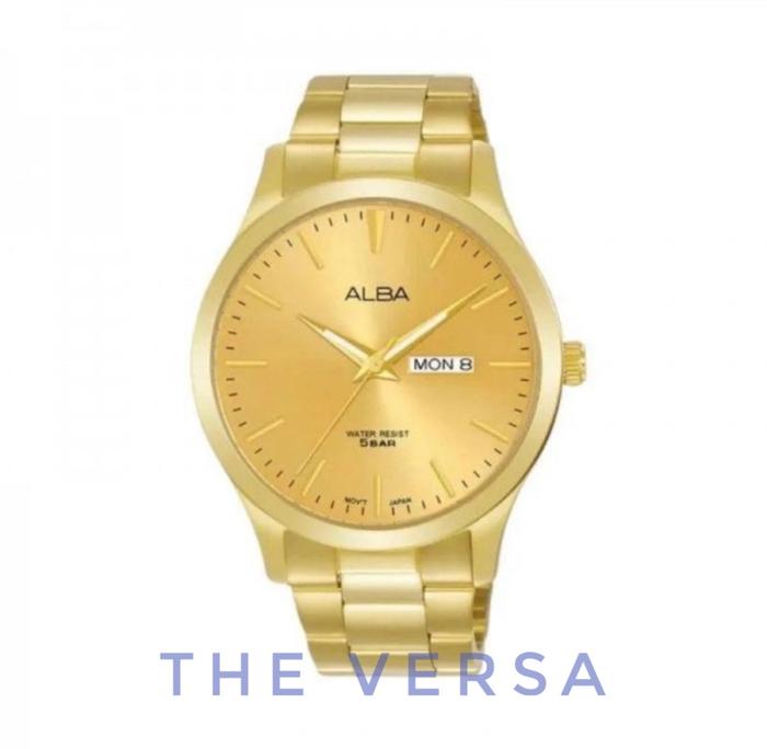Alba AJ6128X1 Gold Jam Tangan Analog Pria Rantai Original AJ6128