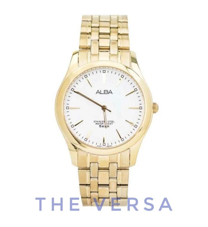 Alba ARSY08X1 Gold Dial Putih Jam Tangan Pria Rantai Original ARSY08X1