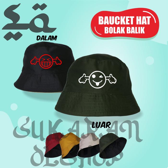 Topi bucket hat unisex pria close your ears and happy