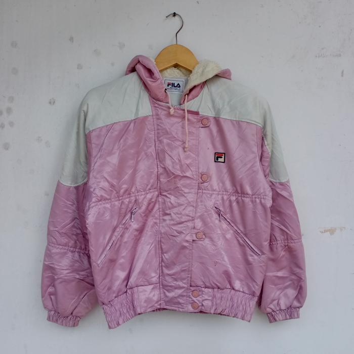 jaket fila women tebal hoodie sherpa second
