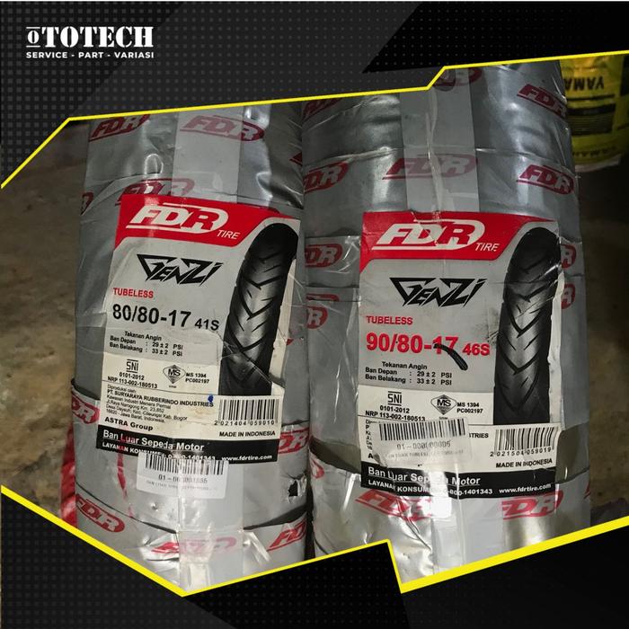 BAN LUAR TUBELESS FDR GENZI RING 17 80/80 90/80 ORIGINAL FDR