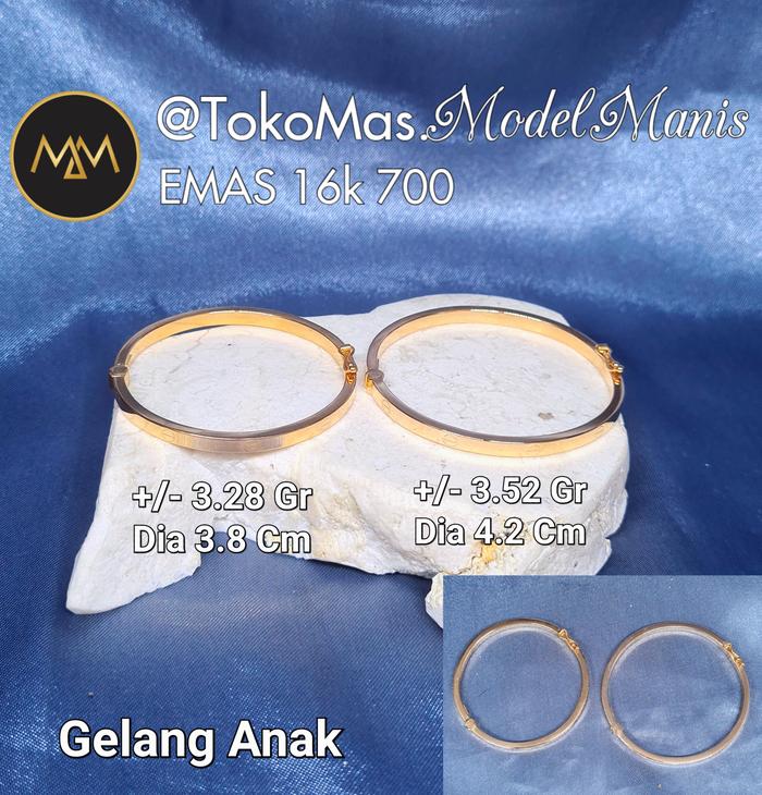 Gelang anak emas kuning 700 kadar 16 K